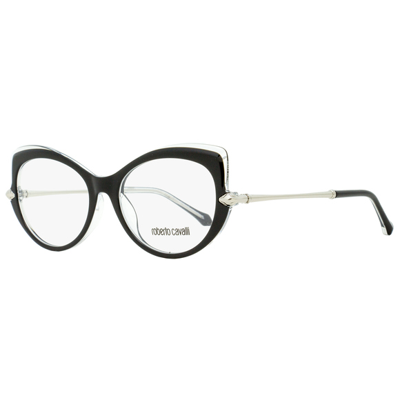 Roberto Cavalli Cat Eye Eyeglasses RC5021 Bisenzio 001 Black/Clear/Palladium 54m - Picture 1 of 2
